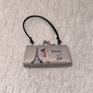 NWOT Grey Mini Paris Handbag Style Coin Purse